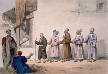 Eine Reihe blinder Bettler, Kabul, 1843